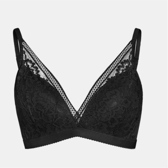 Knix Deep V-Neck Plunge Black Lace Bra Wireless Wire Free Size XXL NWT - Picture 4 of 10